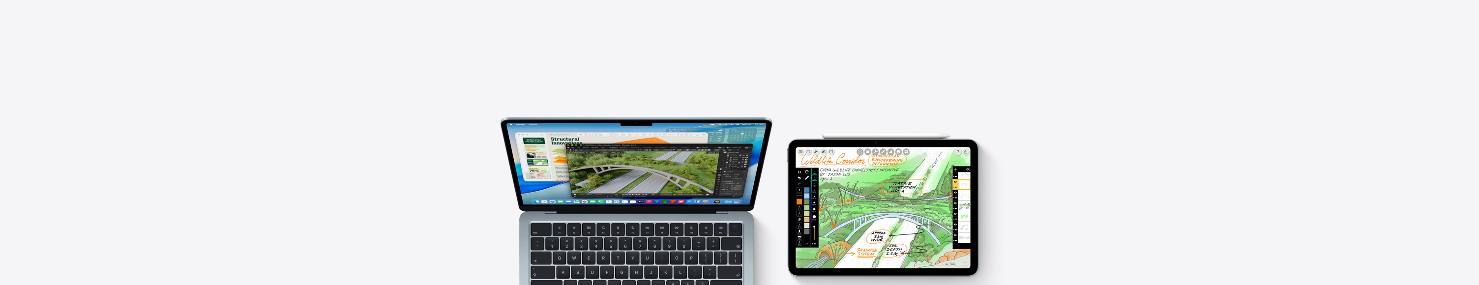Mac 及 iPad，螢幕顯示不同 app 中的大專院校課堂作業